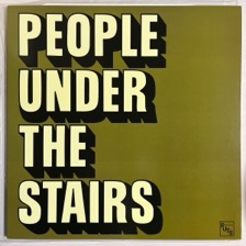 Olive square with the words PEOPLE UNDER THE STAIRS