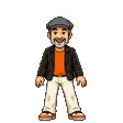 Cartoon Tizz in a flat cap and black blazer, dancing